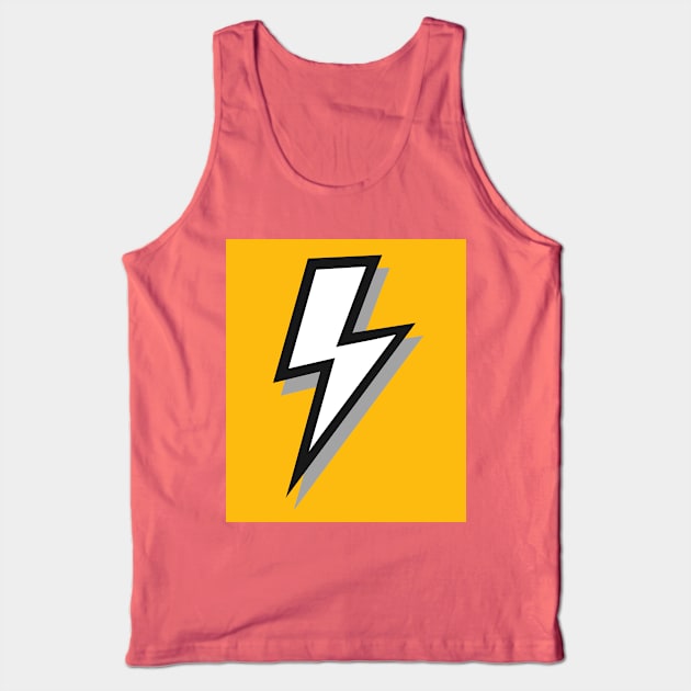 White, Black and Grey Lightning with Mustard Yellow Ochre Tank Top by OneThreeSix